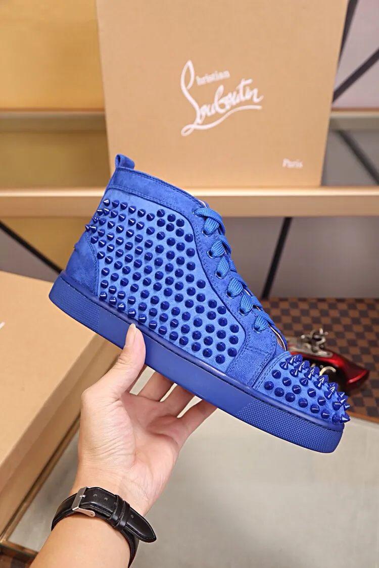Ex-factory price 480. christian louboutin (CL red sole shoes) counter nail series, high-top casual sneakers for couples 📢 📢 📢 Exclusive hot style release 🎈🎈💪 Movable latex feet 👻 Finished outsole stitching line [satisfied] 😝Female 35-40# Male 38#-46, global supply😝 [Top version]: original imported cowhide upper, top original leather lining, original molded TPU outsole, original 1:1 detail processing, original shoe last, large quantity available from stock,